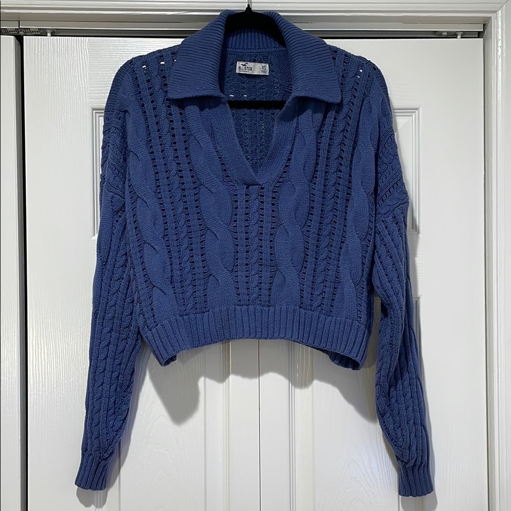 Hollister Womens Oversized Fisherman Sweater Size XS‎ Y2K Collared Cozy Preppy